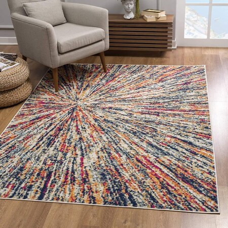 Homeroots 8 x 11 ft. Cream Celestial Burst Abstract Area Rug 393075